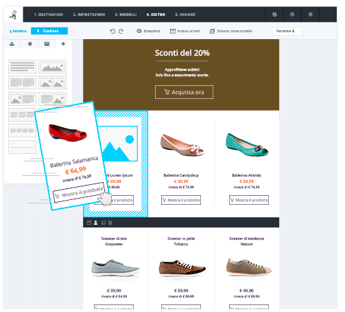 Newsletter2Go - Funzionalità di Drag & drop