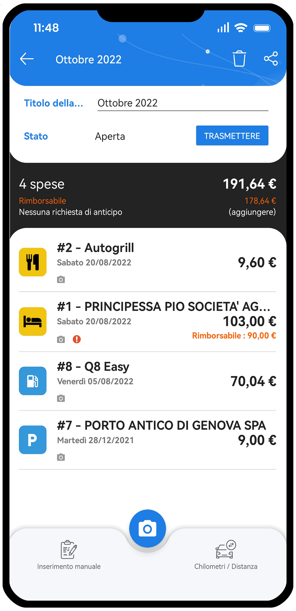 N2F - Note spese fatte in tempo reale