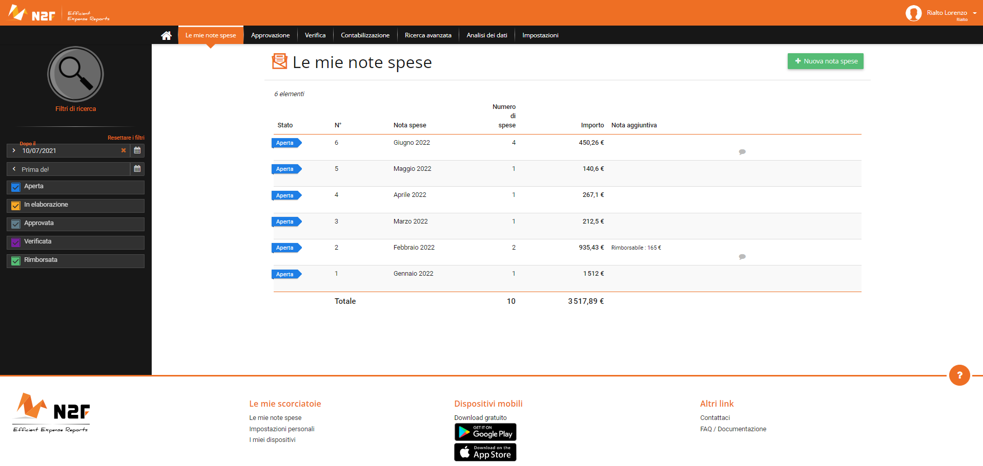 N2F - Piattaforma web per gestire tutto (approvazione, verifica, analisi...)