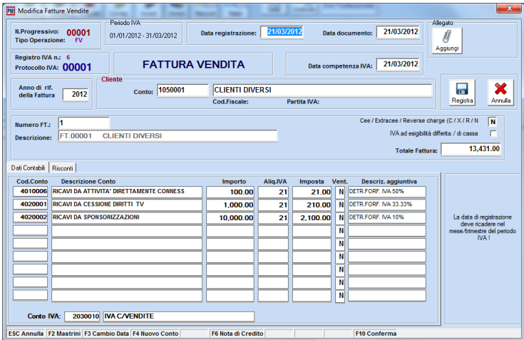 Quickmastro fattura di vendita